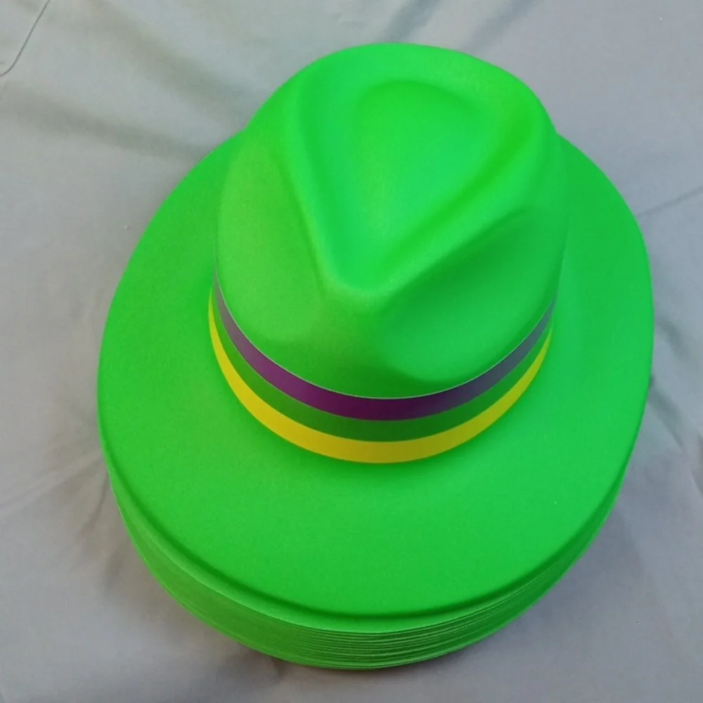 🌼 Mardi Gras Vibrant Plastic Party Hats